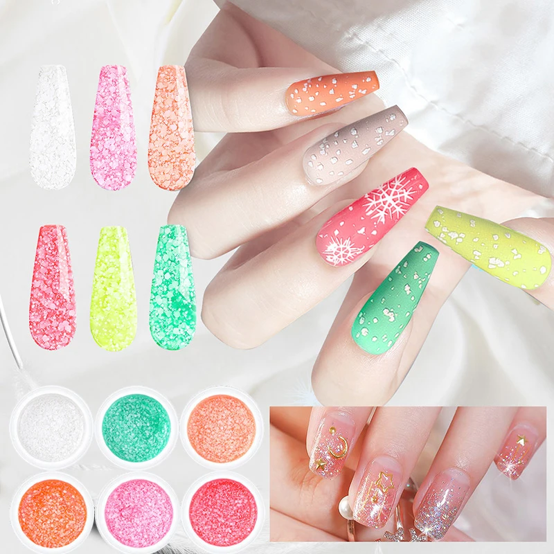 

Nail Varnishes Snowflake Sequin Nail Gel Polish Soak Off UV Gel Glitter DIY Art Manicure Holographic Transparent Colorless