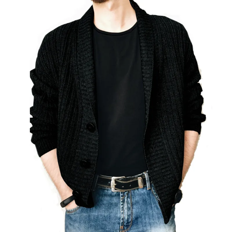 Men's Spring and Autumn Casual Cardigan Sweater Knitted Jacket Slim Fit Polo Comfortable 7 Colors Available Thin Menswear