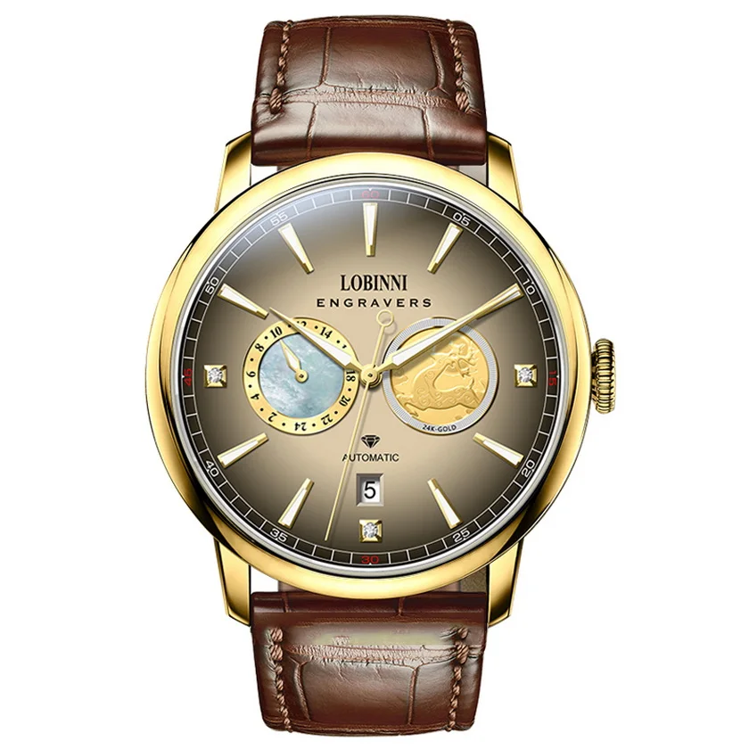 Lobinni Мужские автоматические часы 41 мм Механические наручные Сапфировое