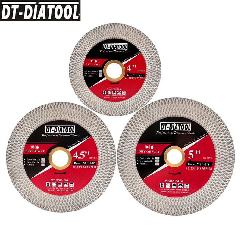 DT-DIATOOL 5pcs Dia105/115/125mm Diamond Cutting Grinding Blades Ceramic Tile Porcelain Dry Grind Wheel Grit60/70 Saw Disc