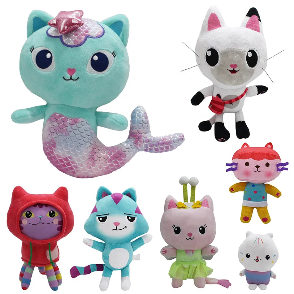 Кукольный домик Gabby 25 см, плюшевая игрушка меркэт, Мультяшные мягкие зверушки, улыбающийся Кот, автомобиль, кот для обнимания, куклы для девочек, детские подарки на день рождения