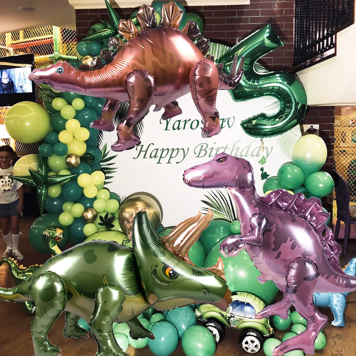 

Large 4D Walking Dinosaur Foil Balloons Boy Birthday Party Decoration Kids Toy Air Globos Baby Shower Dino Themed Party Favors