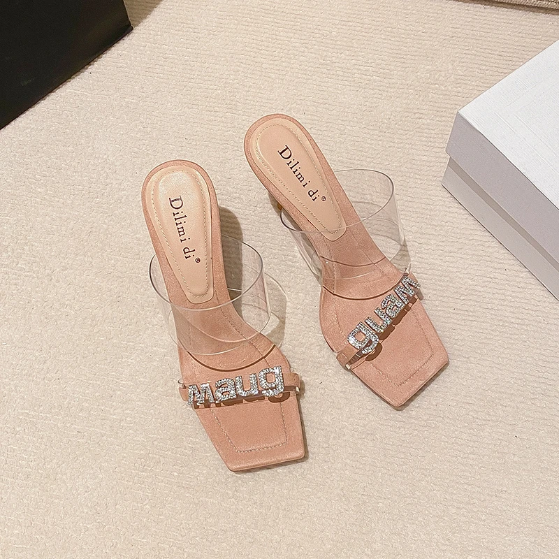 

Женские босоножки и шлепанцы в сказочном стиле, новинка 2022, стразы, босоножки на высоком каблуке-шпильке, Ins тренд, новинка 2022