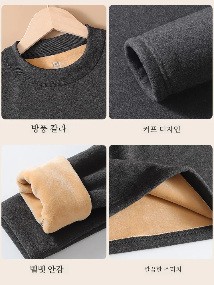 Nanjiren High Collar Men's Thermal Underwear Thickened Fleece-lined Winter Heating Bottoming Top Heattech Long Johns Set