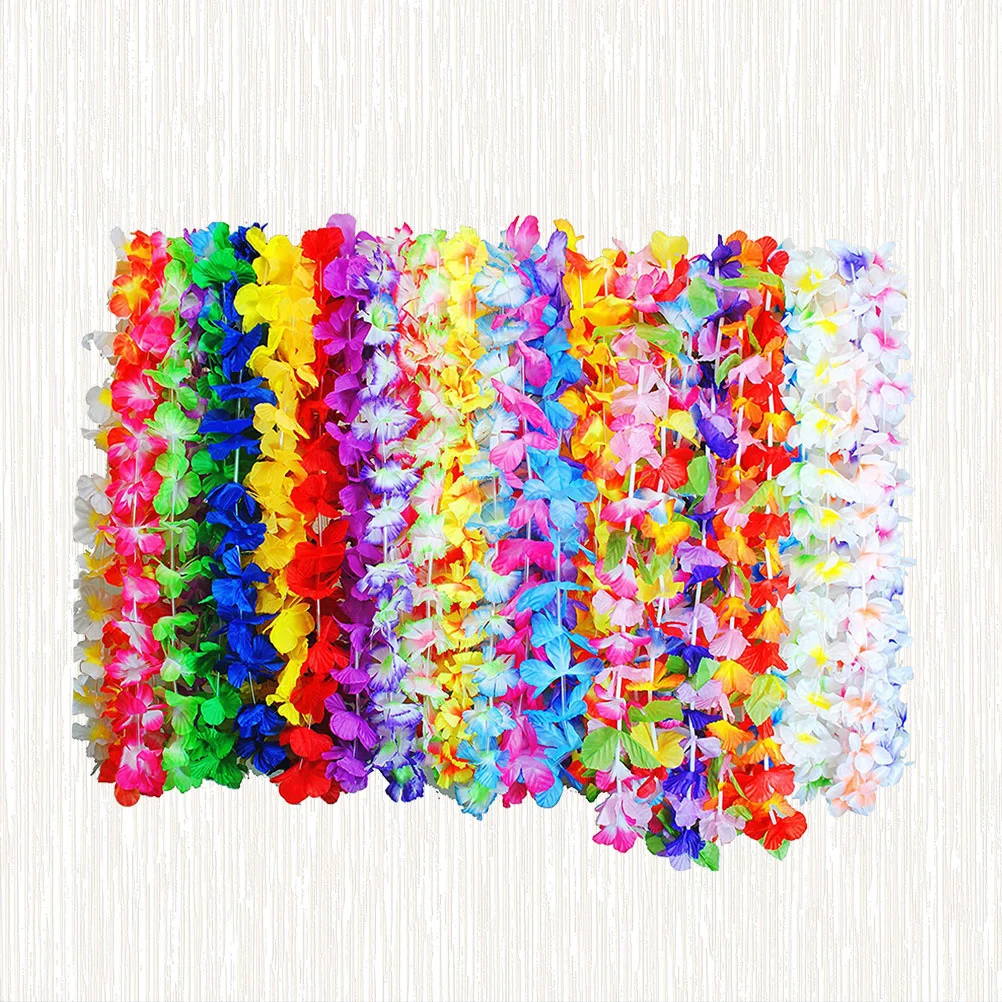 

36 Hawaiian Garland Colorful Decorative Tropical Artificial Flowers Flower Garland Party Costume for Beach