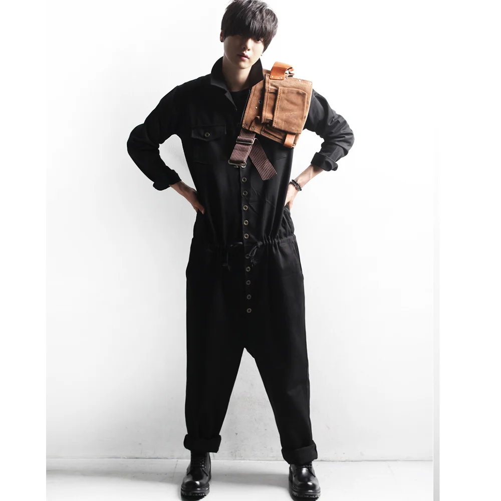 

Korean Jumpsuit Spring New Tide Men's Personality Boots Pants High Quality Summer Brand Male Casual Coverall Plus Size Trousers