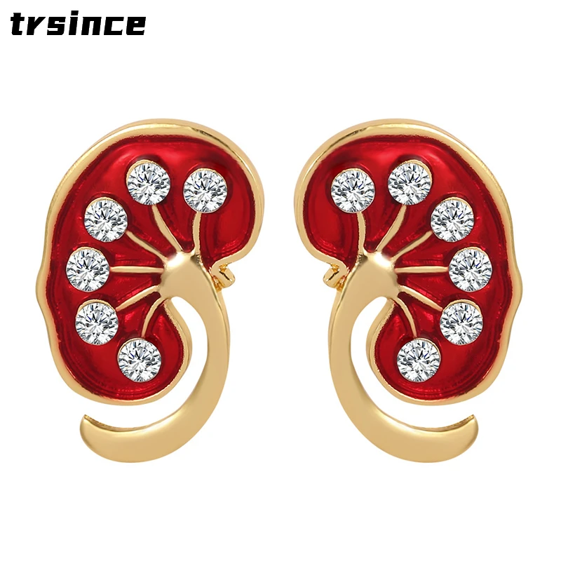 

A Pair of Lung Enamel Medical Brooch Pins Inlaid Crystal High-quality Metal Pins for Doctors and Nurses Lapel Badge Jewelry Gift