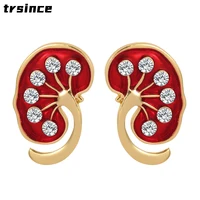 a pair of lung enamel medical brooch pins inlaid crystal high quality metal pins for doctors and nurses lapel badge jewelry gift