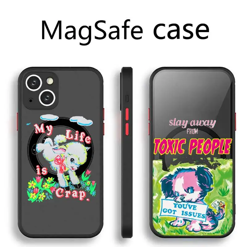 

gifts Sheep Art Dog My Life is Crap Phone Case Transparent Magsafe Magnetic Magnet For iPhone 13 12 11 Pro Max Mini