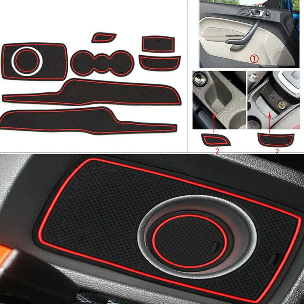 

8 шт./компл. резиновый коврик для интерьера автомобиля, Нескользящие аксессуары для Ford Fiesta