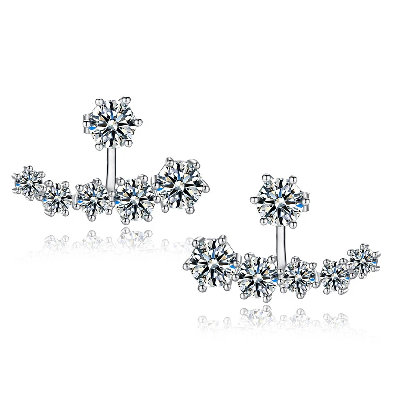 

New Fashion Silver Color Shiny AAA Cubic Zirconia Crystal Beads Neckband Stud Earrings for Women Wedding Bijoux Brincos