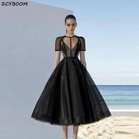 black a line prom dresses 2022 women formal party night vestidos de gala a line gradustion tulle elegant long evening gowns