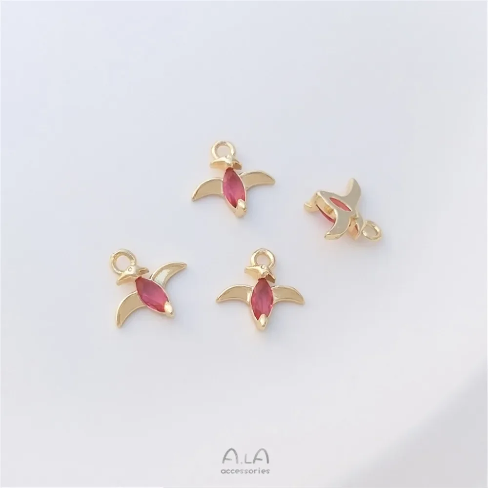 14-каратное золото инкрустированное цветными циркониевыми динозаврами морские