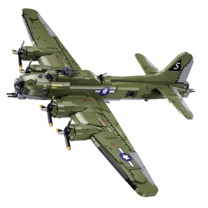 Фото Классическая модель WW2 B-17GS, летающая крепость, бомбардировщик, комплект строительных блоков, военные B17, кирпичи, игрушки, 1270 шт. №1