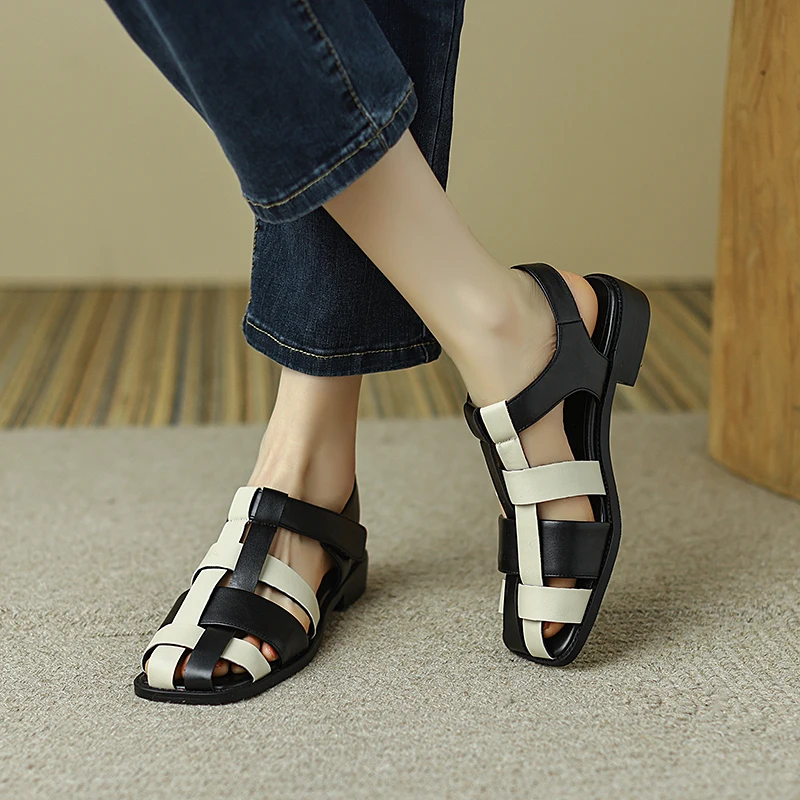 

2022 Women's sandals plus size 22-26.5cm superfine fiber uppe t-strap shoes Fashion Classic heels women Roman shoes