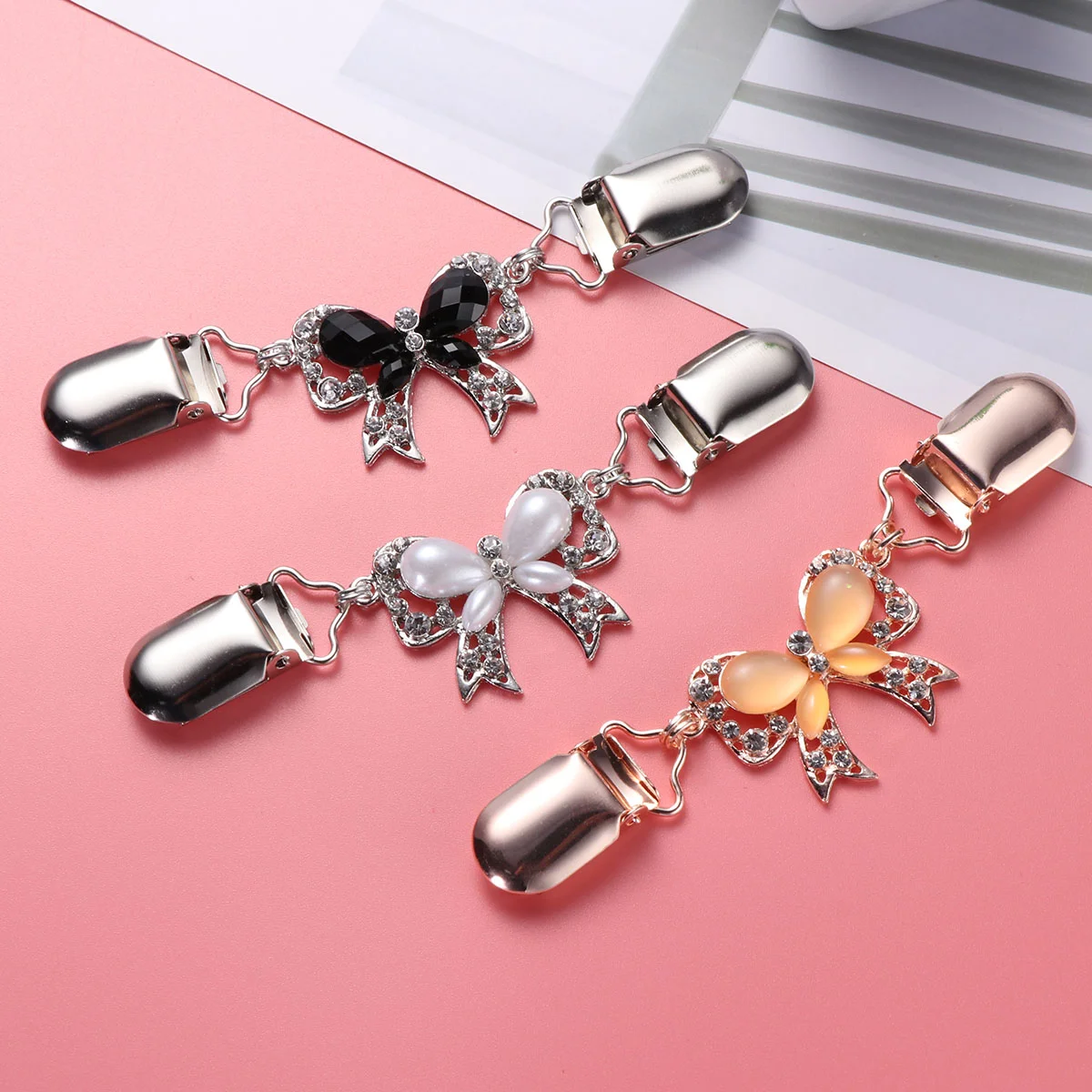 

Clips Sweater Clip Broochshirtfor Dress Cardigan Girls Chain Dresses Scarfcardigans Cinch Brooches Bowknot Decor