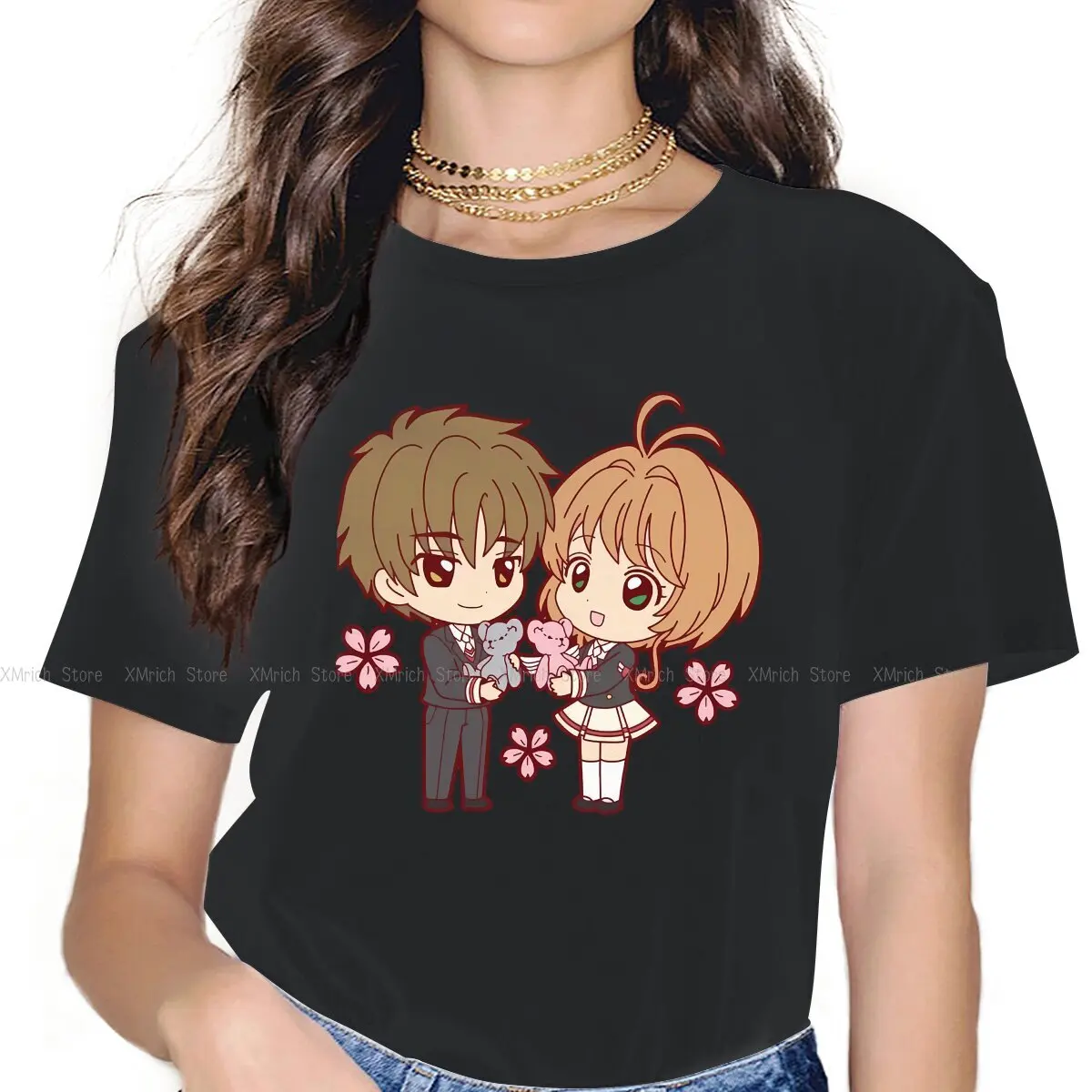 

Женские рубашки Syaoran Li And Kinomoto, аниме карточка Captor Sakura, футболка большого размера, готические винтажные женские блузы