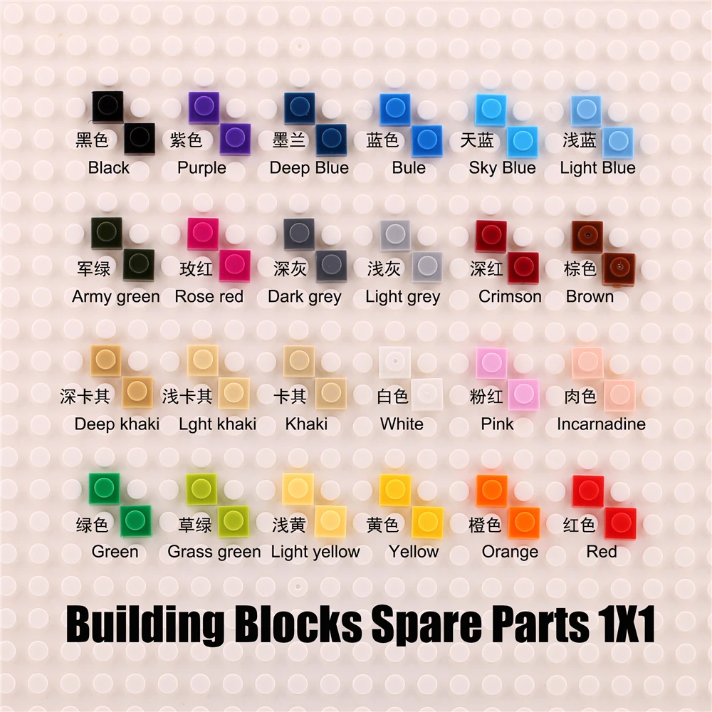 

100pcs Wholesale Bluk MOC Creative Building Blocks 3024# Plate 1x1 Bricks DIY Assemble Construction Toys Compatible with Brands
