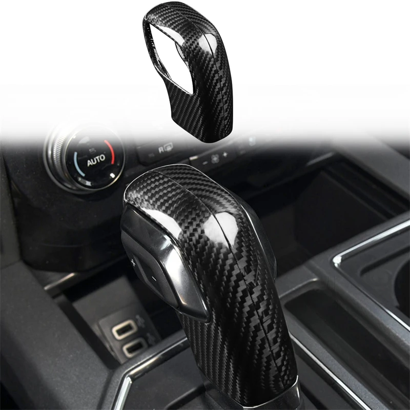 

For Ford F150 Raptor 2019 2020 Real Dry Carbon Fiber Stickers Car Gear Shifter Knob Cover frame Trim interior Car Accessories