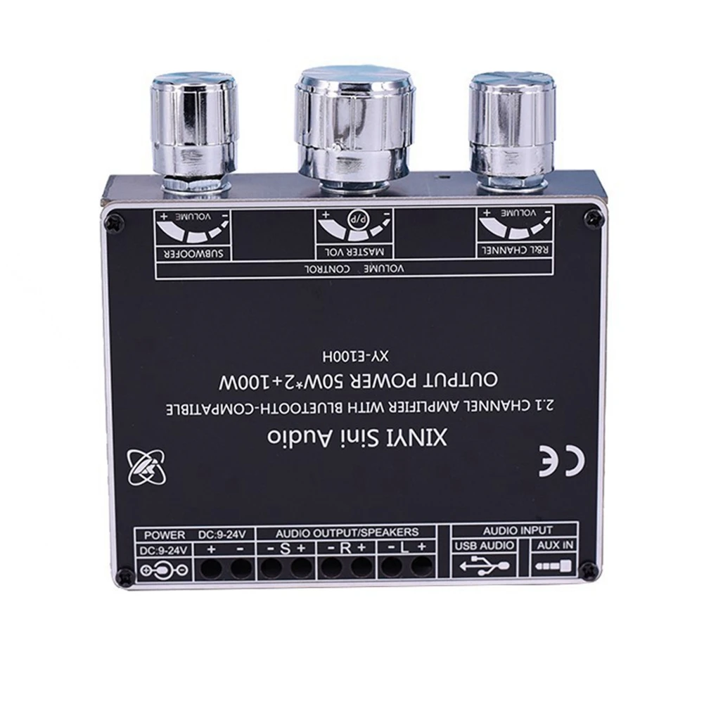 

XY-E100H Digital Bluetooth Audio Amplifier Board Subwoofer 50Wx2+100W 2.1Channel TPA3116D2 Audio Power Amplifier Module