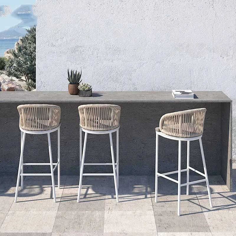 

Дизайнерский минималистичный высокий стул из ротанга в скандинавском стиле для бара, обеденного кафе, улицы, компьютерное кресло, офисная мебель для бара, уличная мебель XY50BC