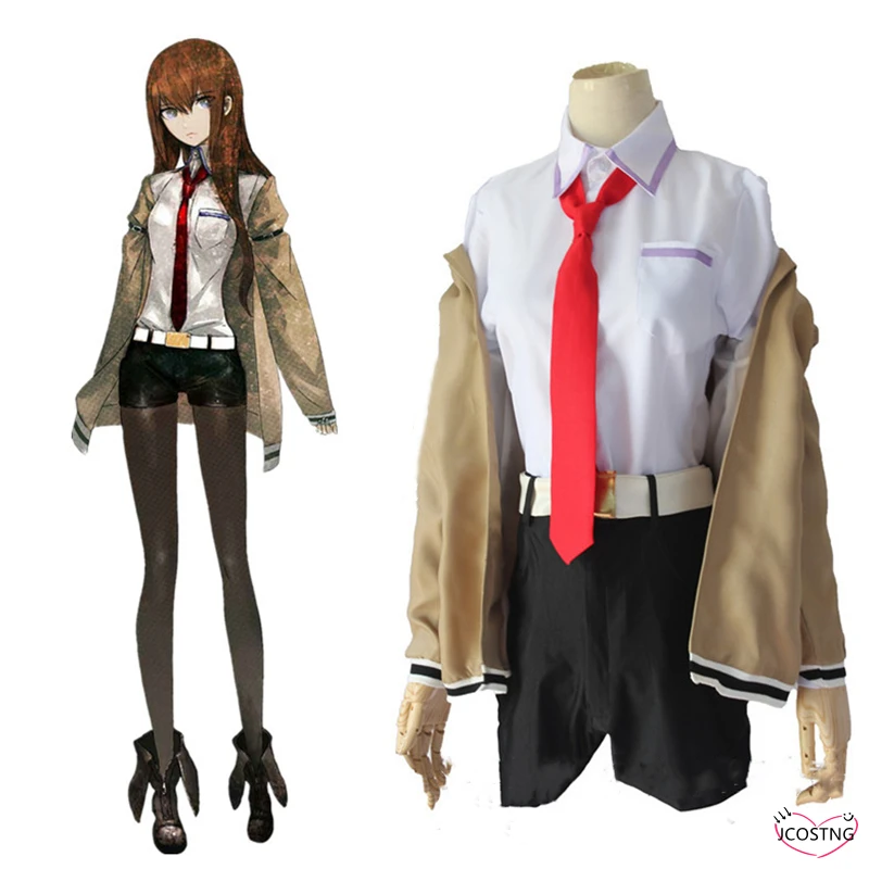 Костюм для косплея ворот Steins женская одежда Kurisu Makise полный комплект пальто