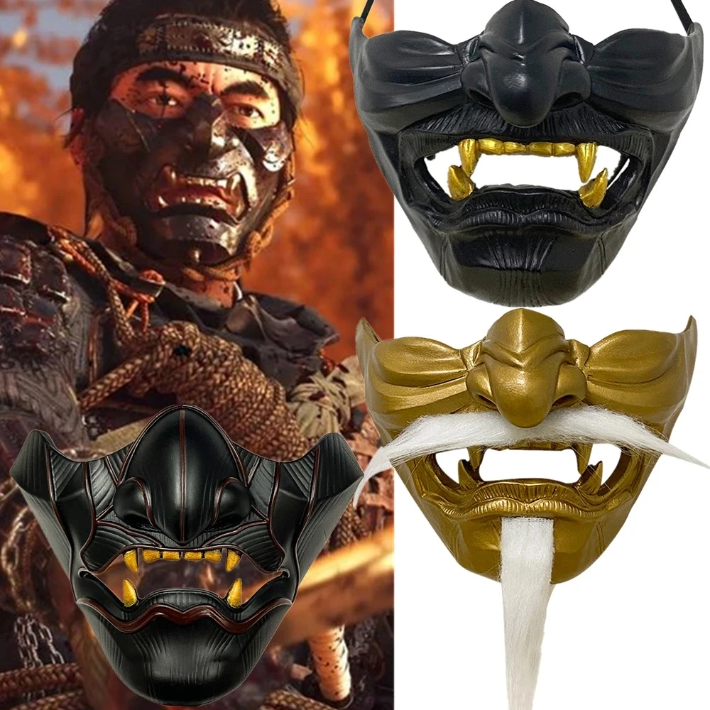 

Game Ghost of Tsushima Mask Half Face Jin Samurai Cosplay Resin Horror Scary Mask Masquerade Christmas Carnival Party Props