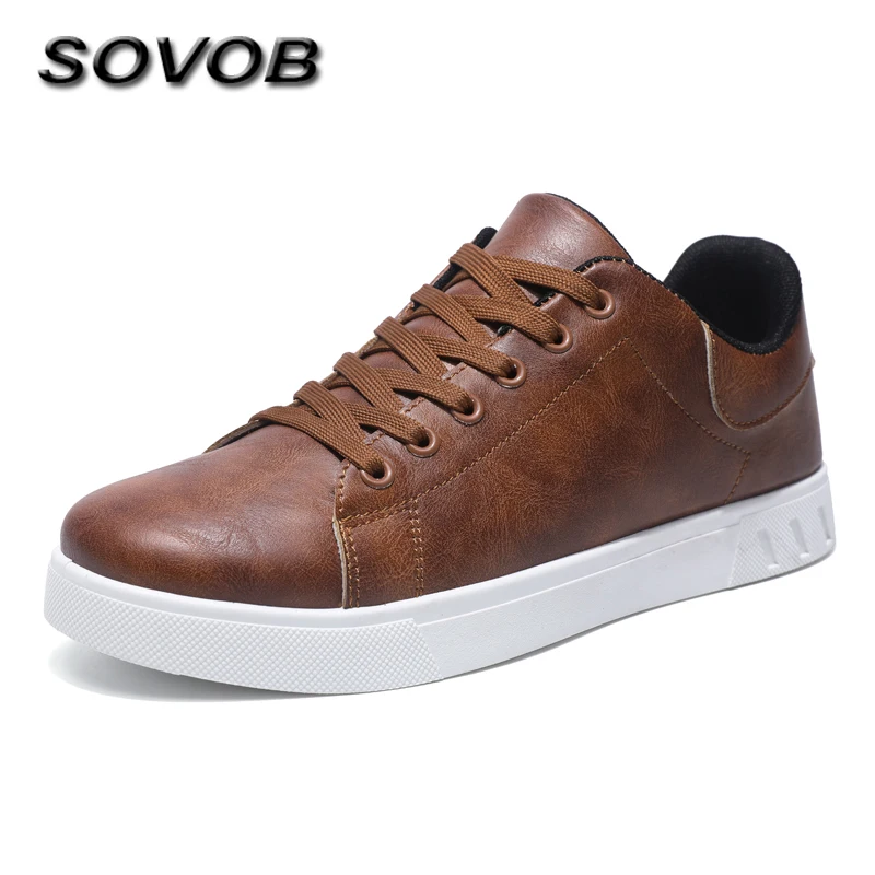 Дешевые коричневые кожаные повседневные туфли для мужчин большие размеры 39-46