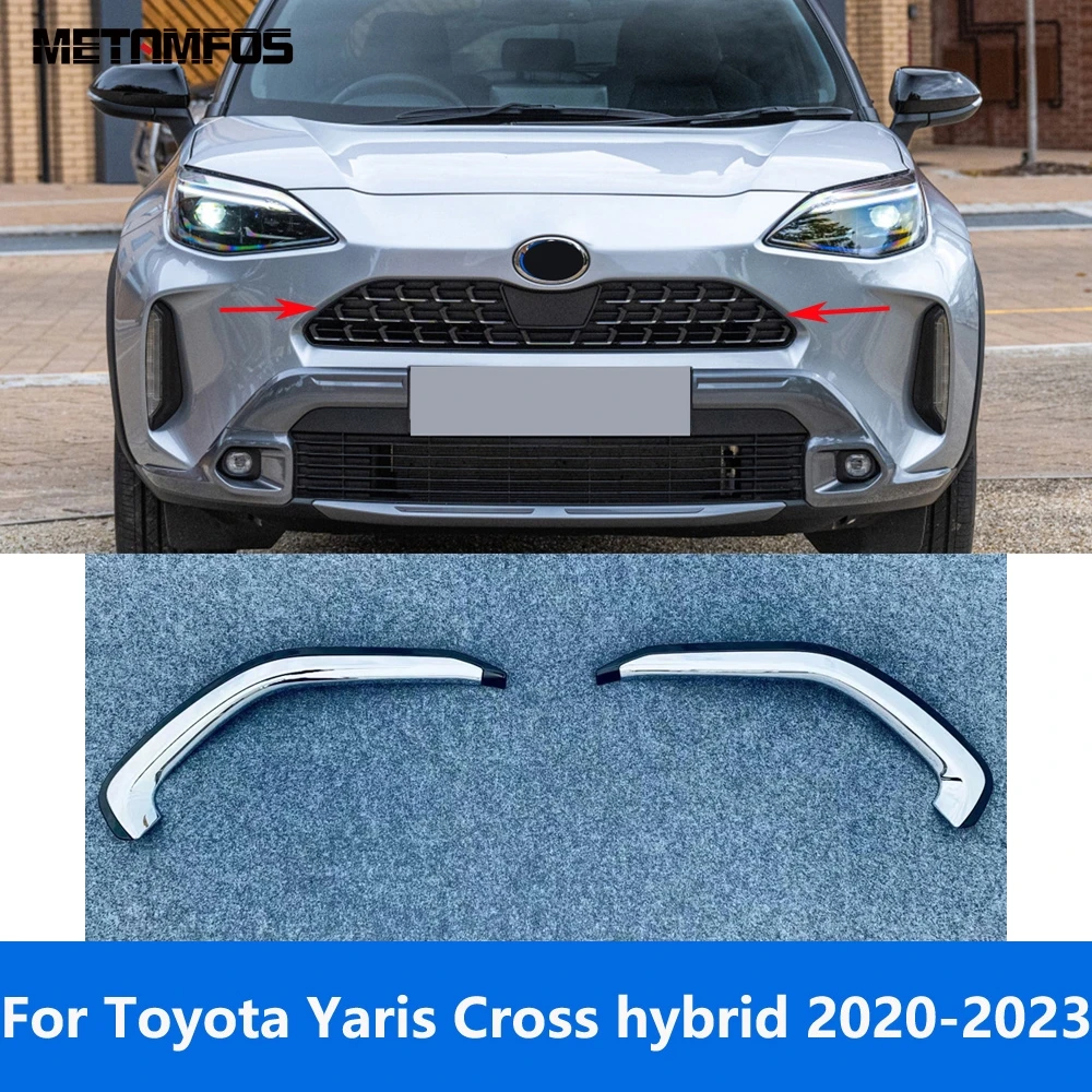 

Front Grille Trim For Toyota Yaris Cross hybrid 2020-2022 2023 Chrome Racing Grills Grid Strip Sticker Accessories Car Styling
