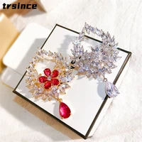 seasons new temperament high end crystal wreath brooch female korean badge color water drop corsage women pin accessories
