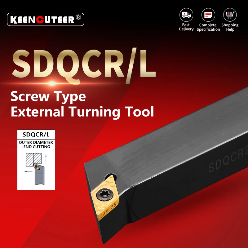 

External Turning Tool SDQCR SDQCL SDQCR1616H11 SDQCR2020K11 SDQCL2020K11 SDQCL2525M11 Cutter Bar CNC Lathe Bar Turning Holder