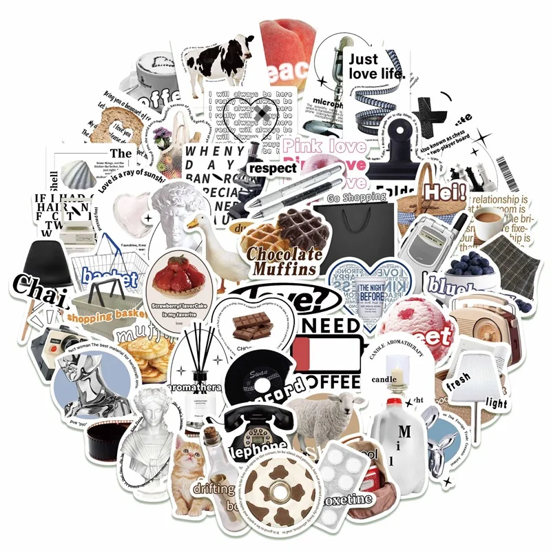 

10/30/55PCS Simple Life Sticker Aesthetic Children's PVC Decoration Scrapbooking Korean Stationery School Supplies for Kids