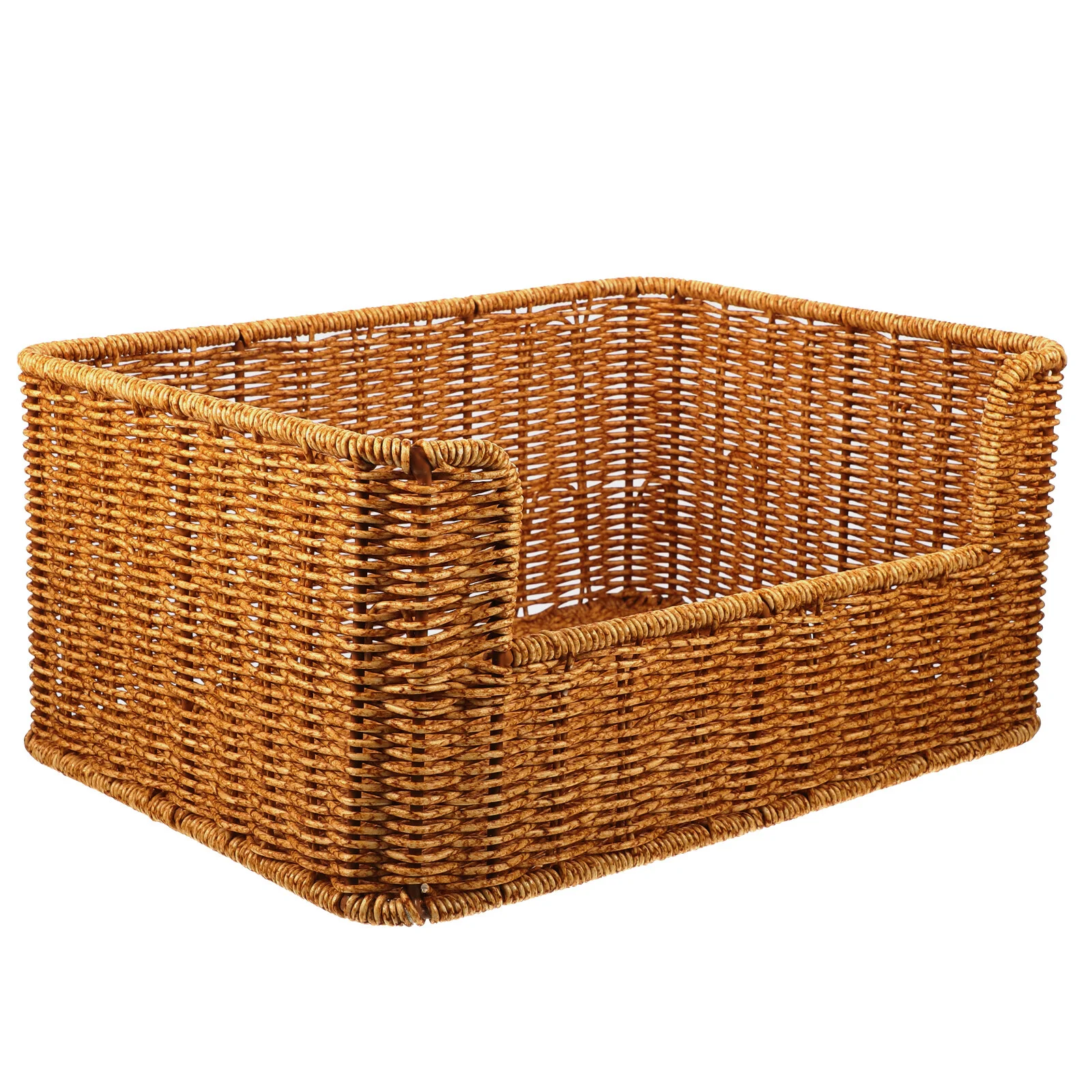 

Rattan Snacks Basket Home Storage Wicker Storage Basketsss Woven Bins Rectangle Chic Sundry Imitation Multi-function Box
