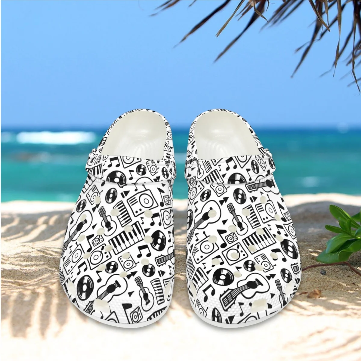 

Summer Comfortable Breathable Slippers Guitar Piano Musical Instrument Printing Non-slip Sandals Couple Indoor Home Slippers