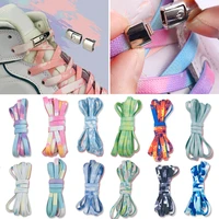 tie dyeing boot laces flat shoelace shoe cords for various types of shoes 100cm fashion 1 pair lazy flat double buckle