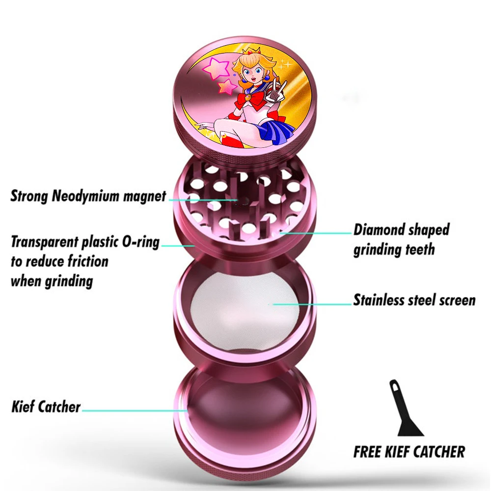 Четырехслойный 40-мм металлический измельчитель трав для курения, подарок, аксессуары для измельчения табака, сигар, процессор.
