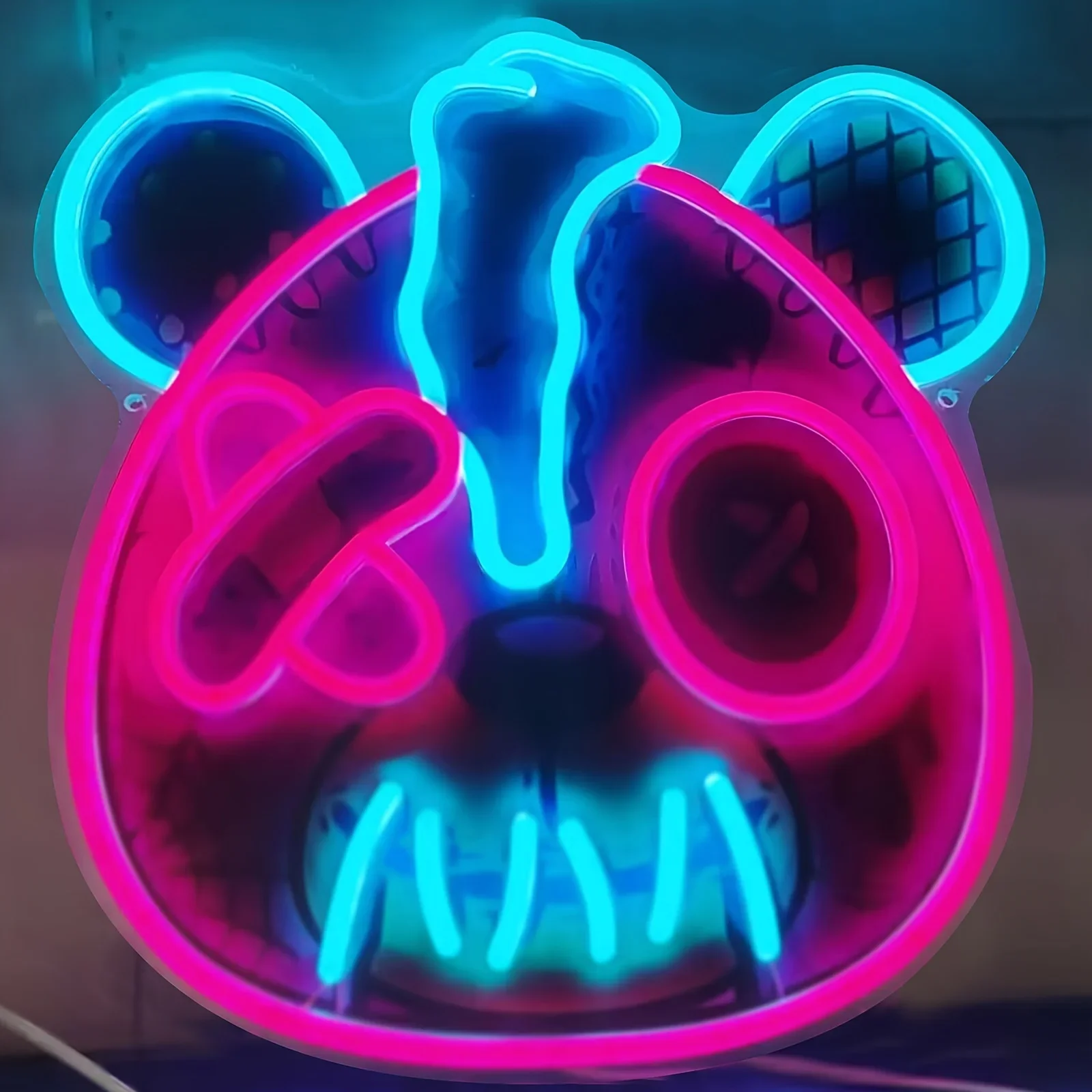 Неоновая Вывеска С Дизайном Медведя Настенный Декор Регулируемой Яркостью