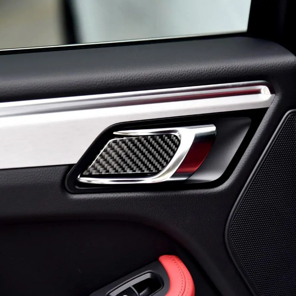 

4Pcs Panel Sticker Protective Heat-resistant Carbon Fiber Inner Door Handle Bowl Trim Cover for Porsches Macan 2014-2021
