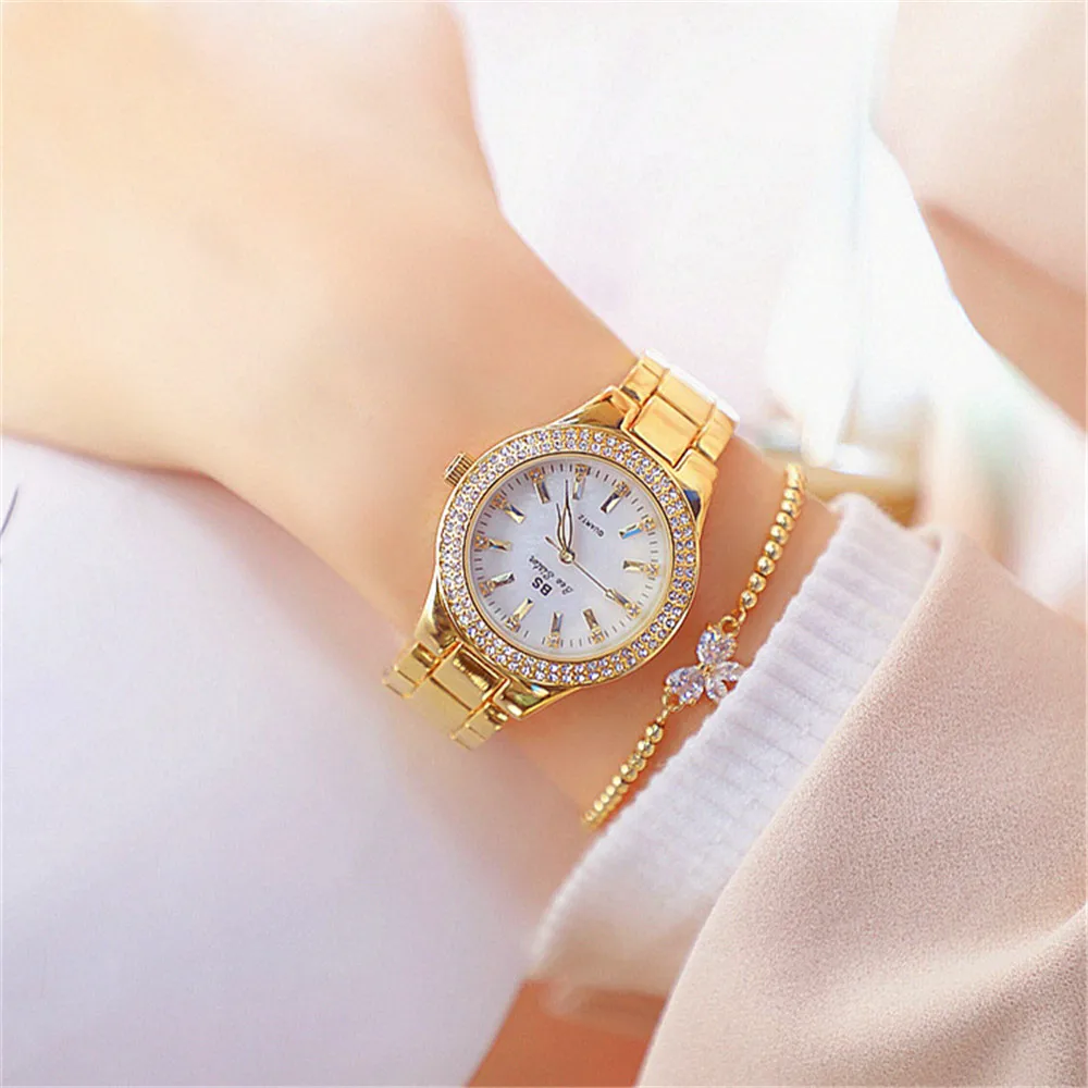 2023 Ladies Wrist Watches Dress Gold Watch Women Stainless Steel Silver Clock Crystal Diamond Watches Women Montre Femme