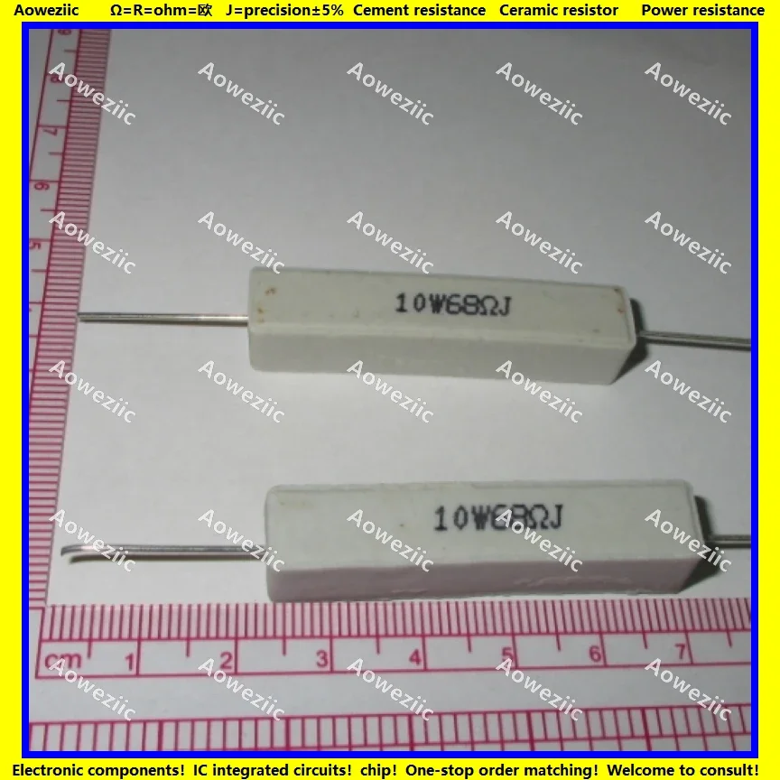 10 шт. RX27 горизонтальный цементный резистор Вт 68 Ом R RJ 10W68RJ 10W68 керамическое
