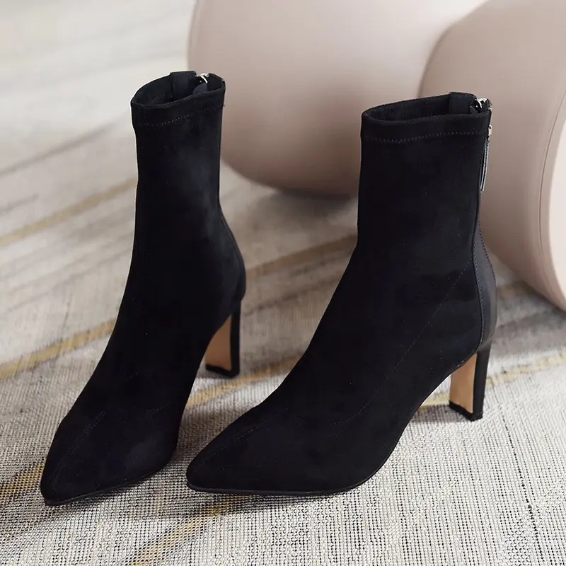 Сапоги на высоком каблуке женские туфли-лодочки новинка 2024 корейский стиль