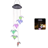 new solar bat wind chime light led colorful flame red bird hummingbird butterfly landscape light hanging decorations home decor