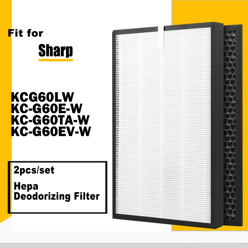 H13 HEPA + дезодорирующий фильтр для Sharp KCG60LW KC-G60E-W KC-G60TA-W KC-G60EV-W Air Purifier FZ-D60HFE/FZ-G60DFE