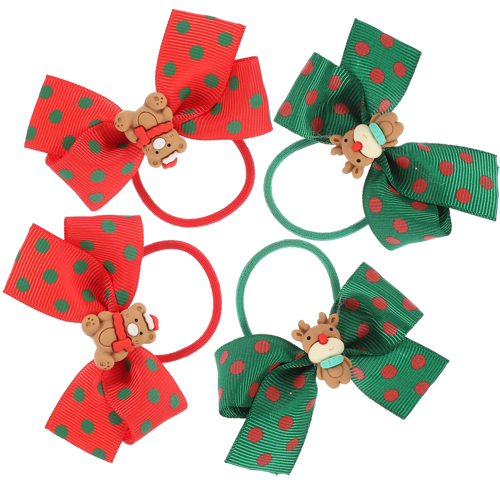 

4pcs Christmas Hair Ties Ponytail Hair Rings Bows Hair Scrunchies Hair Elastic Bands