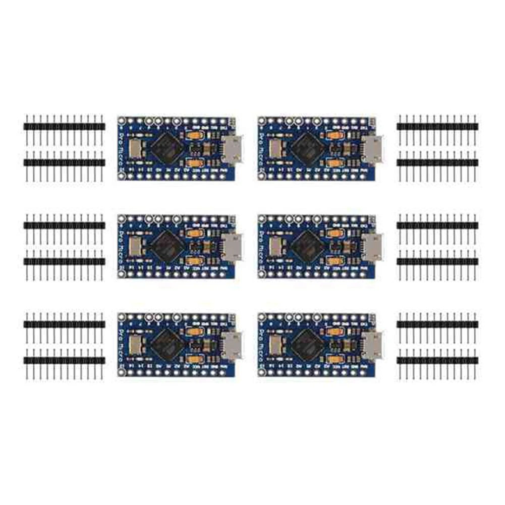 

6 Pack for Pro Mini ATmega32U4 5V/16MHz Module Board for Arduino Leonardo Replace ATmega328 Pro Mini