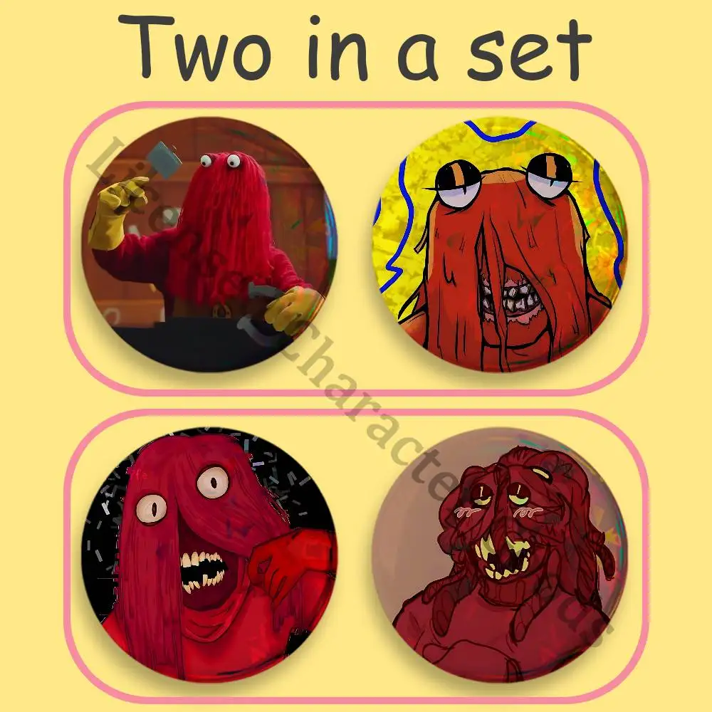 Фото Набор мини-значков и брошей D-DHMIS Red Guy (32 мм, 58 мм, 75 мм, 44 мм, 25 мм) для декора и рукоделия, особо крупный, 2 штуки №1