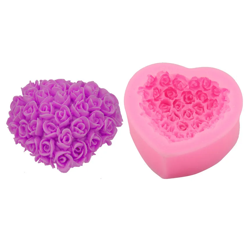 

Heart Shaped Rose Bouquet Sugar Turning Mold Cake Mold West Point Baking DIY Silica Gel Appliance Sugar Turning Tool Cake Mold
