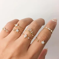 7pcsset simple moon star ring for women fashion boho heart butterfly combination rings 2022 summer trend jewelry gift