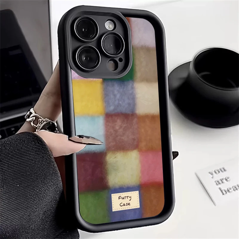 Фото Милый чехол для телефона в клетку с цветными блоками Dopamine для Xiaomi Redmi Note 14 13 12 Pro Plus 5G 12S 11S 11 Redmi 13C 14C Soft Cover №2