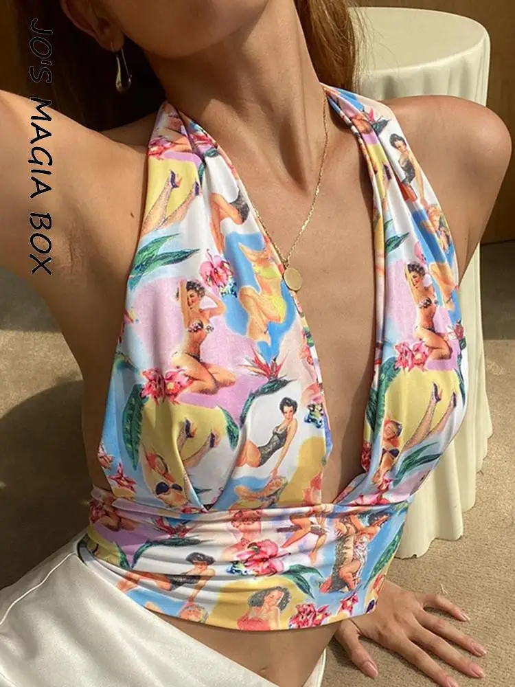 

Женский укороченный корсет с лямкой на шее, V-образным вырезом и открытой спиной